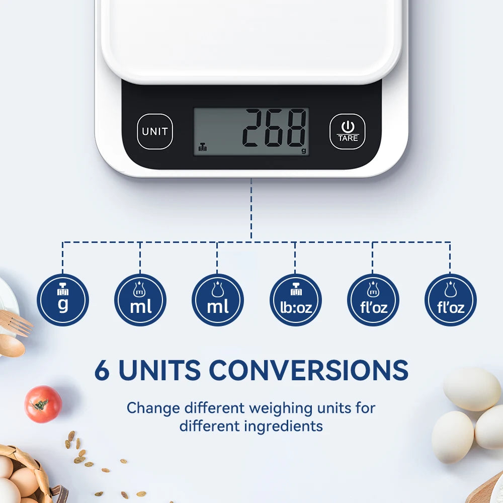 0-1kg/0.1g, 1-5kg/1g, Smart Kitchen Scales Nutrition Food with App