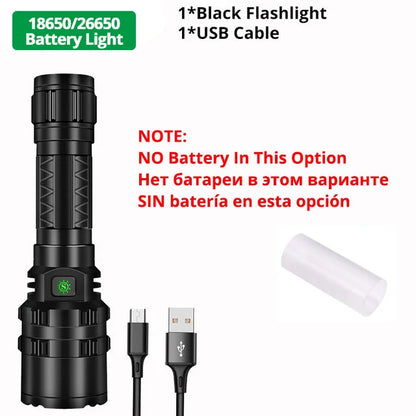 ZK40 50000000LM High Power XHP220 Powerful LED Flashlight Tactical Military Torch  USB Camping Lanterna Waterproof Self Defence - Hiccupzz