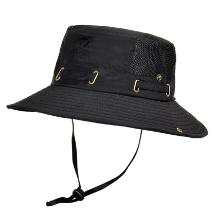 Men's Cap Breathable Mesh Solid Color Bucket Hat for Fishing, Camping & Hiking Anti-UV Sun Hat Wide Brim Fisherman Hat - Hiccupzz
