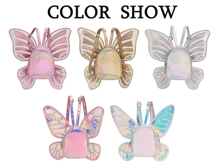 Fashion Women's Laser Mini Backpack Butterfly Angel Wings Daypack for Girls Travel Casual Daypack School Bag Holographic Leather - Hiccupzz