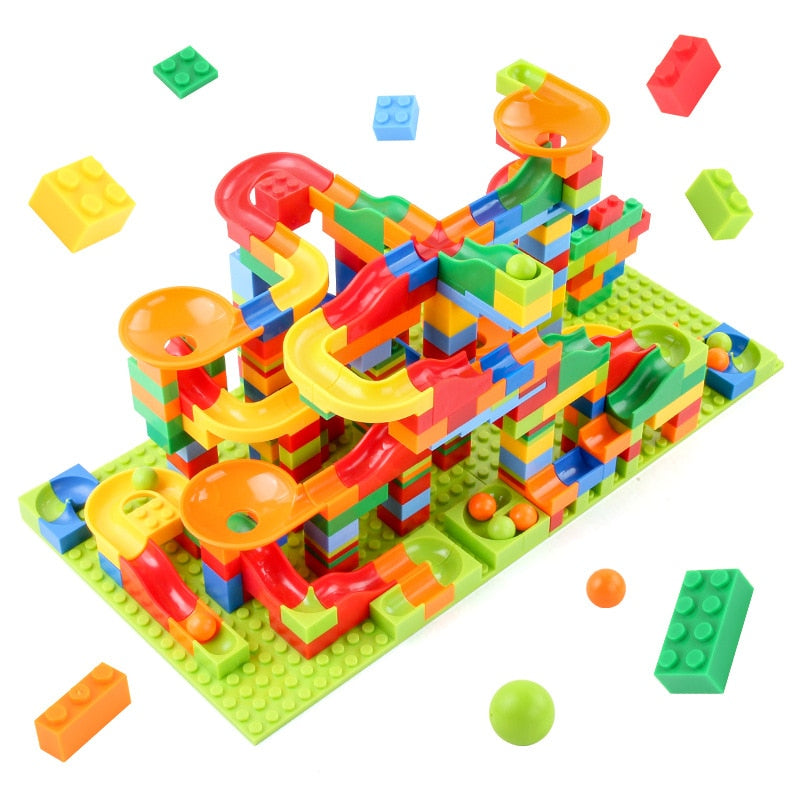 Marble Run Race and Small Size Building Blocks DIY Toys