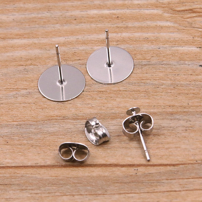 100pcs/lot Steel Stainless Steel Earring Studs for DIY Jewelry Making