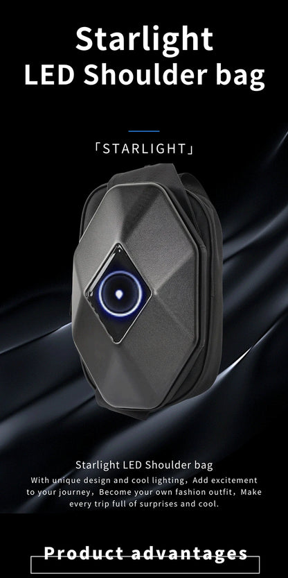 Motorcycle Backpack with LED EYE - DIY Riding Bag with APP Control, Hard Shell, Rainproof, Fits 14-Inch Notebook - Hiccupzz