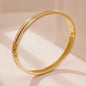 Fashion Cubic Zirconia Cuff Bangles for Women Trendy Titanium Steel Circular Classic Bracelet Female Jewelry - Hiccupzz