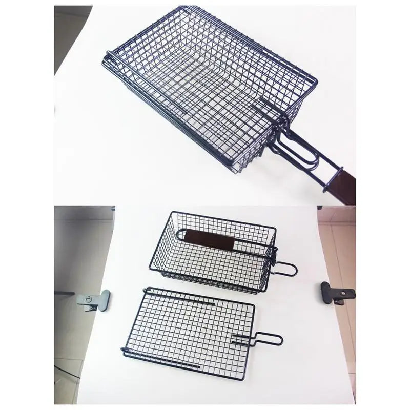 Stainless Steel BBQ Non-Stick Basket Grill Mesh Mat for Meat Vegetable Steak Picnic Party Barbecue