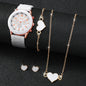 4 Pcs Geneva Women's Quartz Watch Set - Fashion Silicone Band with Heart Jewelry (Without Box)