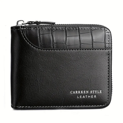 Men's Luxury Leather Wallet - RFID Zipper Card Holder with Coin Pocket, Perfect Gift for Men