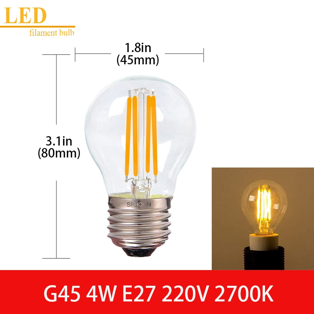 LED Filament Light Bulb Clear Glass Ampoule