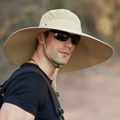 Hot Men's 15CM Big Wide Brim Outdoor Waterproof Mountaineering Cap - Hiccupzz