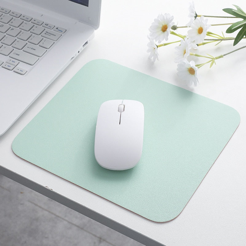 Waterproof PU Leather Mouse Pad Gaming Mouse Pad Simple Solid Color Antislip Computer Desk Accessories School Office Accessories