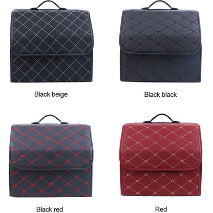 Car Trunk Organizer Box Large Capacity Auto Multiuse Tools Storage Bag Stowing Tidying Leather Folding For Emergency Storage Box - Hiccupzz