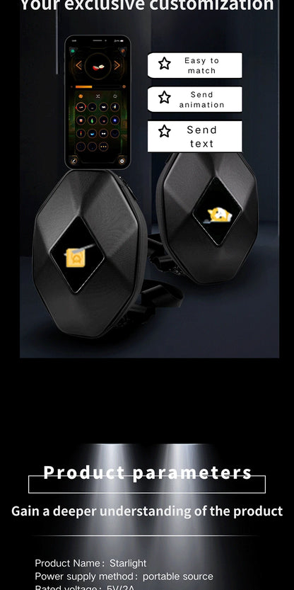 Motorcycle Backpack with LED EYE - DIY Riding Bag with APP Control, Hard Shell, Rainproof, Fits 14-Inch Notebook - Hiccupzz