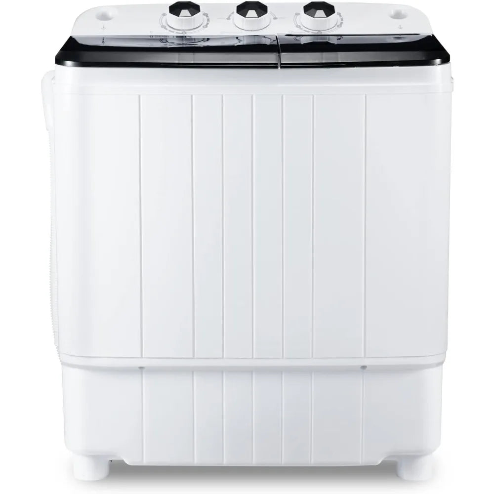 Portable Washing Machine 17.6Lbs Capacity Mini Compact Twin Tub Laundry Washer & Spinner with Gravity Drain Pump for Apartment - Hiccupzz