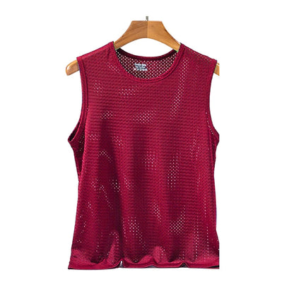 Men's Ice Silk Mesh Tank - Transparent Gym Stringer Bodybuilding Vest - Hiccupzz