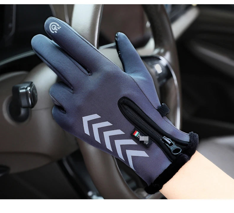 Men's Winter Waterproof Cycling Gloves - Touch Screen, Fleece, Non-slip, Warm Full Finger Gloves