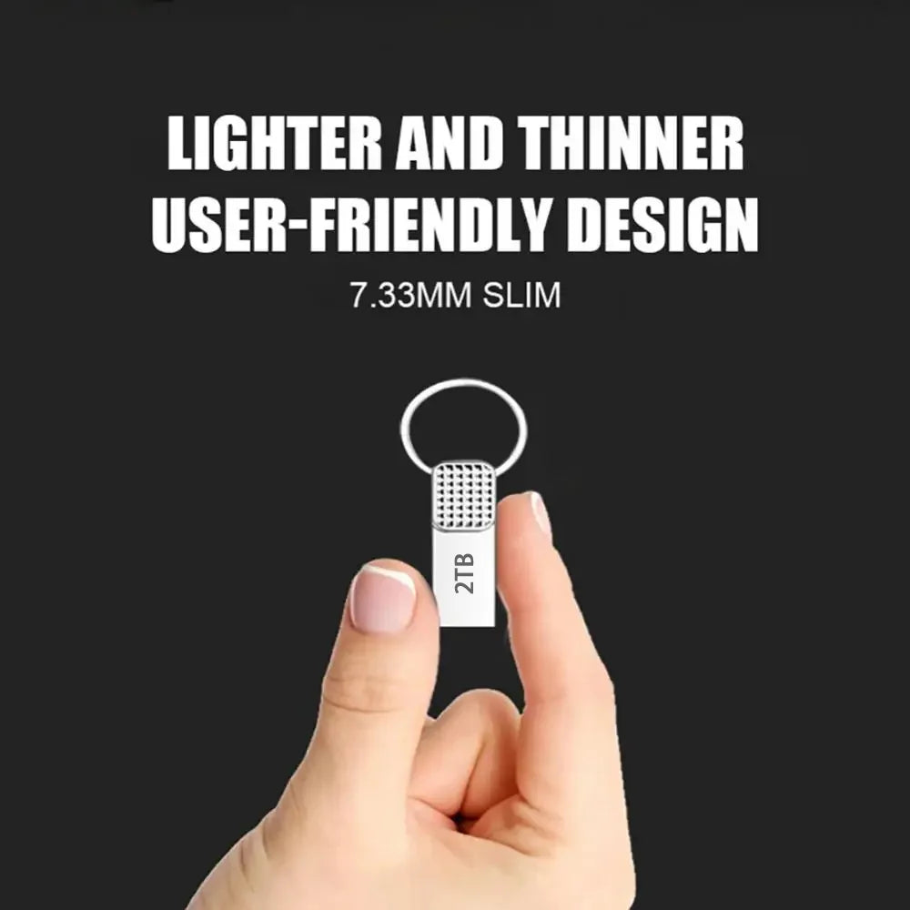 2TB Metal USB 3.2 Flash Drive – High-Speed Type-C Pen Drive, 1TB/512GB/128GB Mini Key Design for Phone & PC