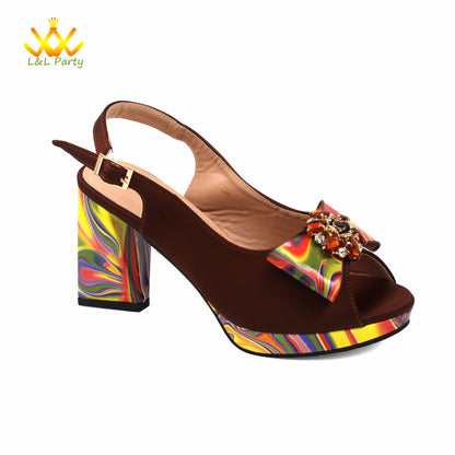 Appliques Specials Italian Design Nigerian Women Shoes Matching Bag Set in Red Color INS Hot Sale Sandals - Hiccupzz