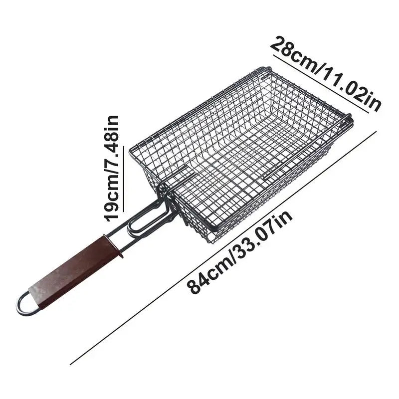 Stainless Steel BBQ Non-Stick Basket Grill Mesh Mat for Meat Vegetable Steak Picnic Party Barbecue