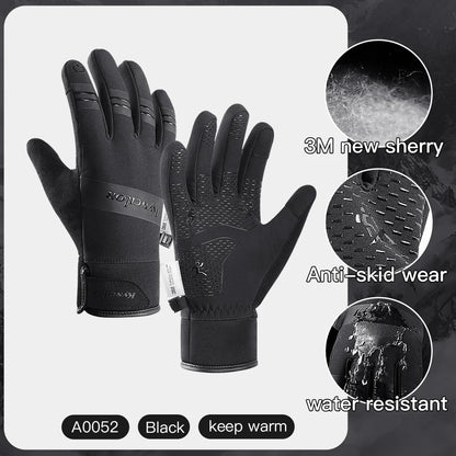 3M Black Waterproof Winter Gloves - Warm Cycling, Outdoor Sports
