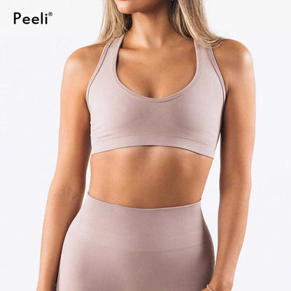 Medium Impact Seamless Sports Bra Inner Padded Yoga Bras Backless Sports Bras Push Up Gym Top Workout Bralette Women Clothing - Hiccupzz
