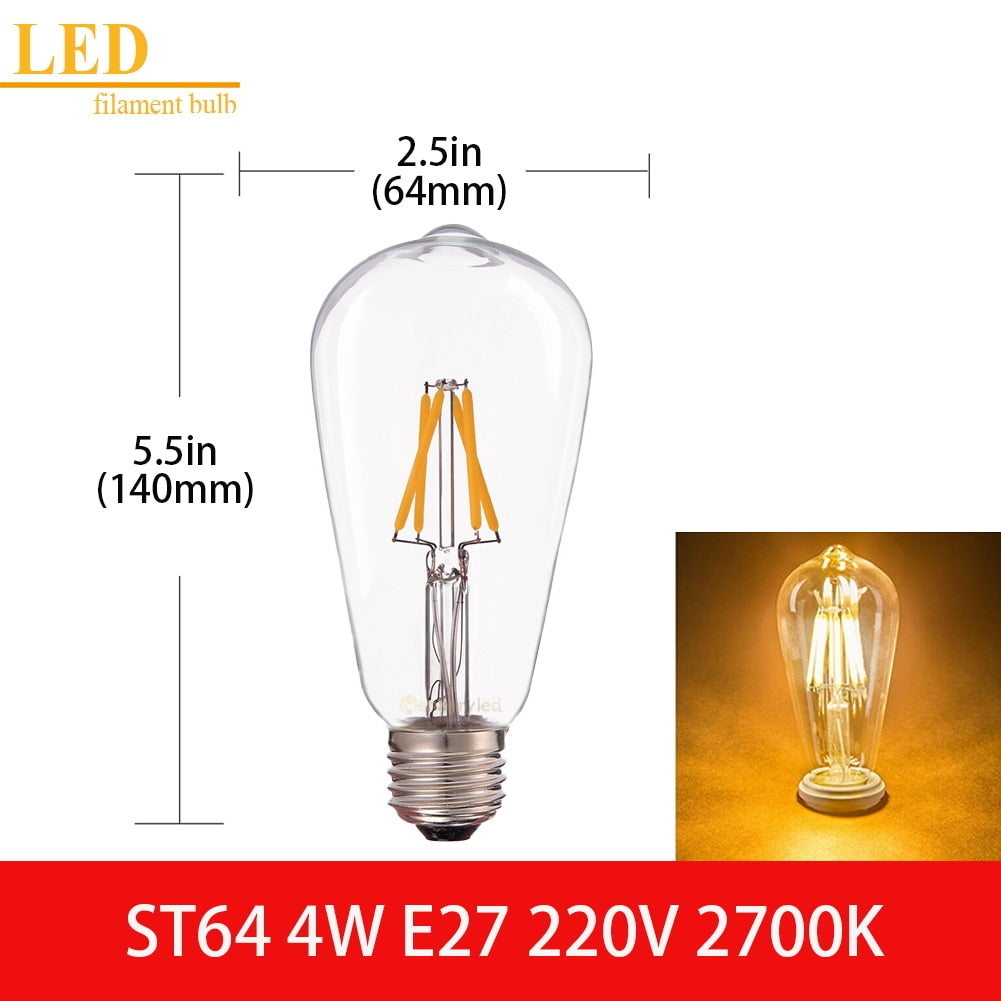 LED Filament Light Bulb Clear Glass Ampoule