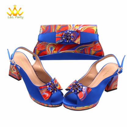 Appliques Specials Italian Design Nigerian Women Shoes Matching Bag Set in Red Color INS Hot Sale Sandals - Hiccupzz