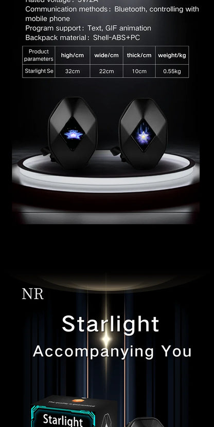 Motorcycle Backpack with LED EYE - DIY Riding Bag with APP Control, Hard Shell, Rainproof, Fits 14-Inch Notebook - Hiccupzz