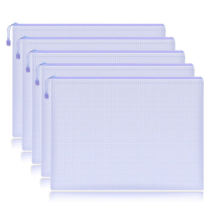 5pcs Mesh Zipper Pouch Document Bag Waterproof Zip File Folders A4 School Office Supplies Pencil Case Storage Bags - Hiccupzz