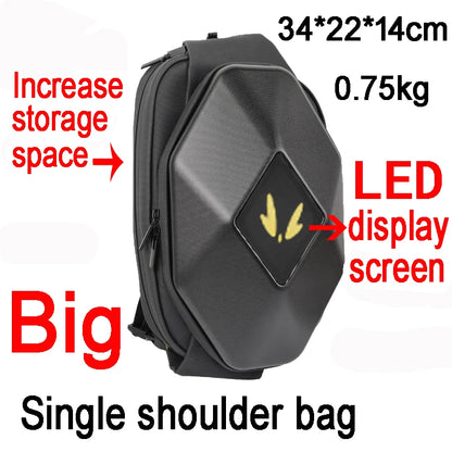 Motorcycle Backpack with LED EYE - DIY Riding Bag with APP Control, Hard Shell, Rainproof, Fits 14-Inch Notebook - Hiccupzz