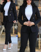 Casual Long Sleeve Suit Jacket Pants Set Office Lady Spring Autumn Two-Piece Outfit - Hiccupzz