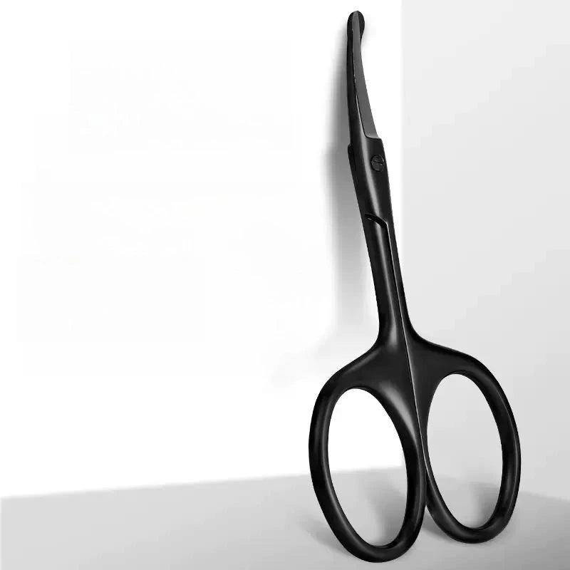 Hot Sale Men's and women's general purpose stainless steel black round head safety nose hair scissors/eyebrow trimmer