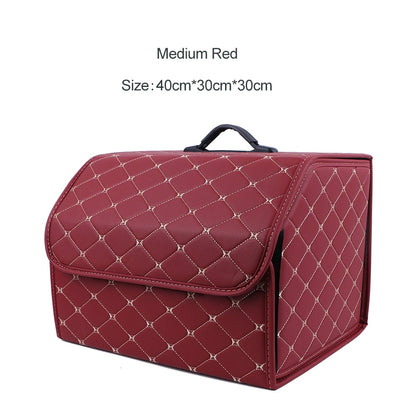 Car Trunk Organizer Box Large Capacity Auto Multiuse Tools Storage Bag Stowing Tidying Leather Folding For Emergency Storage Box - Hiccupzz