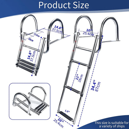 Boat Accessories Stainless Steel Boat Boarding Telescoping Ladder Sliding folding swimming Launching ladder With handrail - Hiccupzz