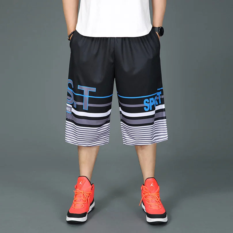 Baggy Shorts Men Patchwork Striped Letter Print Sportswear Oversize Streetwear Men's Sports Training Beach Pants Summer