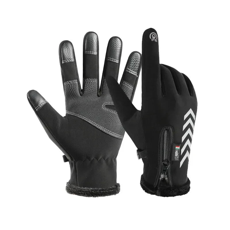 Men's Winter Waterproof Cycling Gloves - Touch Screen, Fleece, Non-slip, Warm Full Finger Gloves