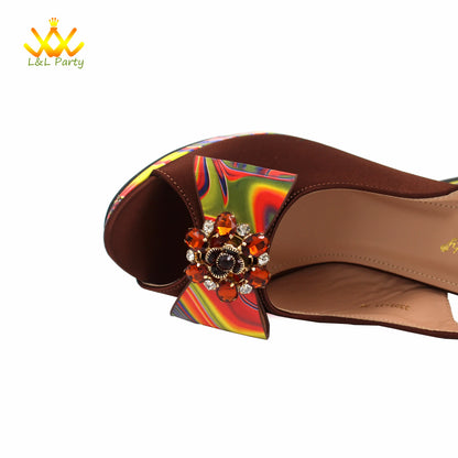 Appliques Specials Italian Design Nigerian Women Shoes Matching Bag Set in Red Color INS Hot Sale Sandals - Hiccupzz