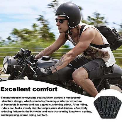Comfortable Motorcycle Seat Shock Absorption Pad - 3D Honeycomb Breathable Cushion for Riding & Cycling Accessories - Hiccupzz