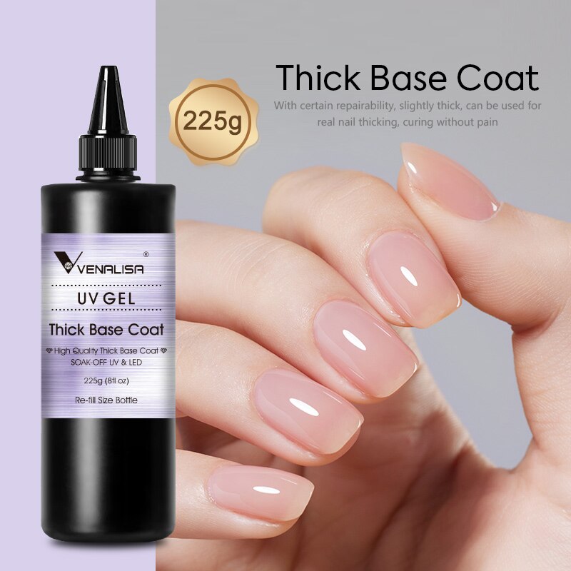 Long Wear Tempered Top Coat Reinforce Gel, Big Volume 225g/30ml Base Gel