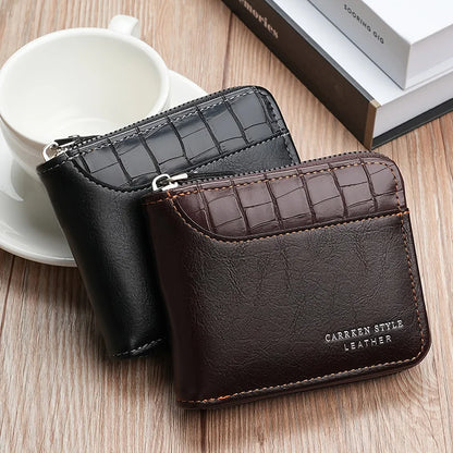 Men's Luxury Leather Wallet - RFID Zipper Card Holder with Coin Pocket, Perfect Gift for Men