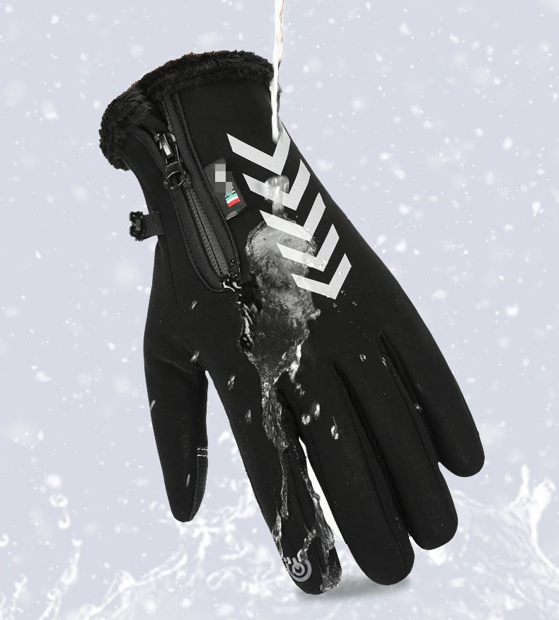 Men's Winter Waterproof Cycling Gloves - Touch Screen, Fleece, Non-slip, Warm Full Finger Gloves