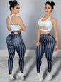 Women's High Waist Stripe Print Sports Leggings - Hiccupzz