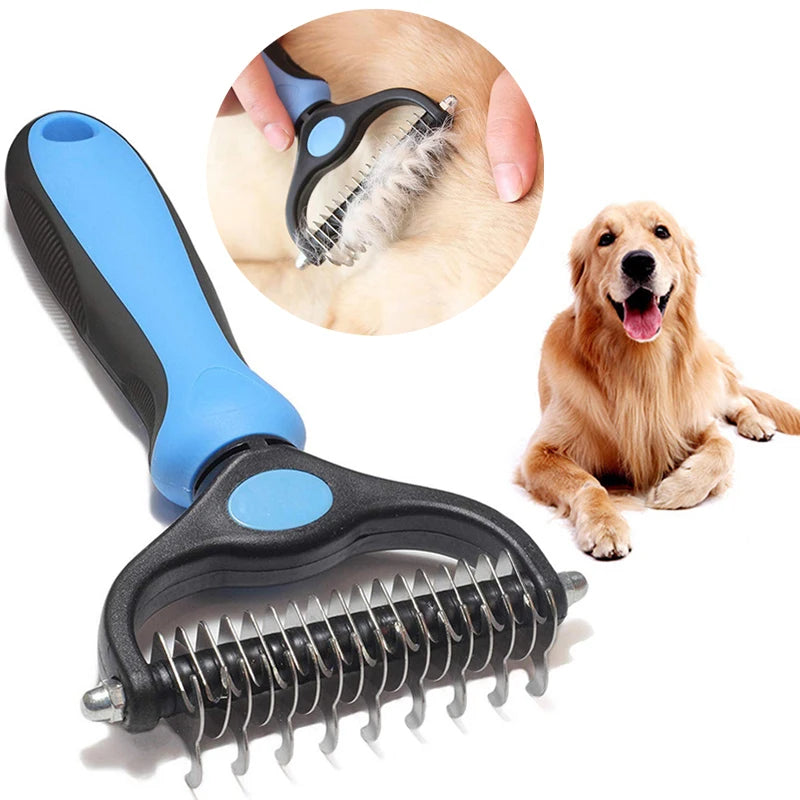 Professional Pet Deshedding Brush - Dog Hair Remover & Knot Cutter for Cats and Puppies | Grooming & Shedding Comb for Dogs