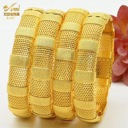 Dubai 24K Gold Color Bracelets for Women - Luxury Designer Indian Bangles, African Arabic Wedding Bridal Jewelry - Hiccupzz