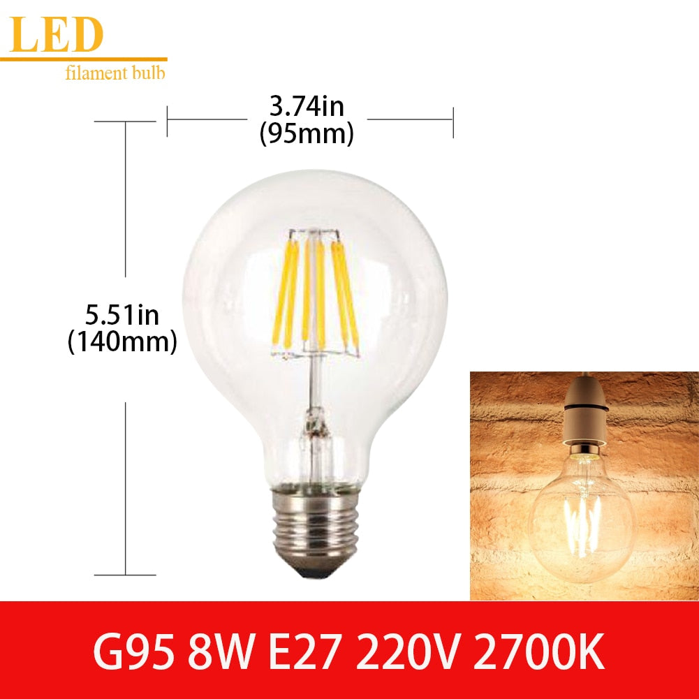 LED Filament Light Bulb Clear Glass Ampoule