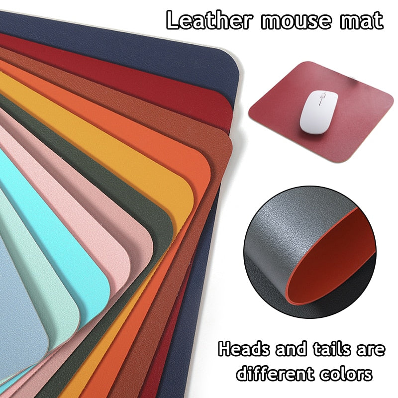 Waterproof PU Leather Mouse Pad Gaming Mouse Pad Simple Solid Color Antislip Computer Desk Accessories School Office Accessories