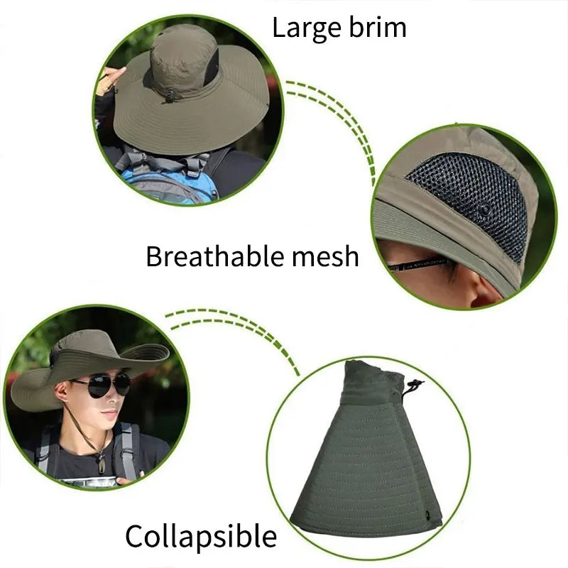 Summer 15CM Large Brim Sun Hat Breathable Outdoor Beach Cap