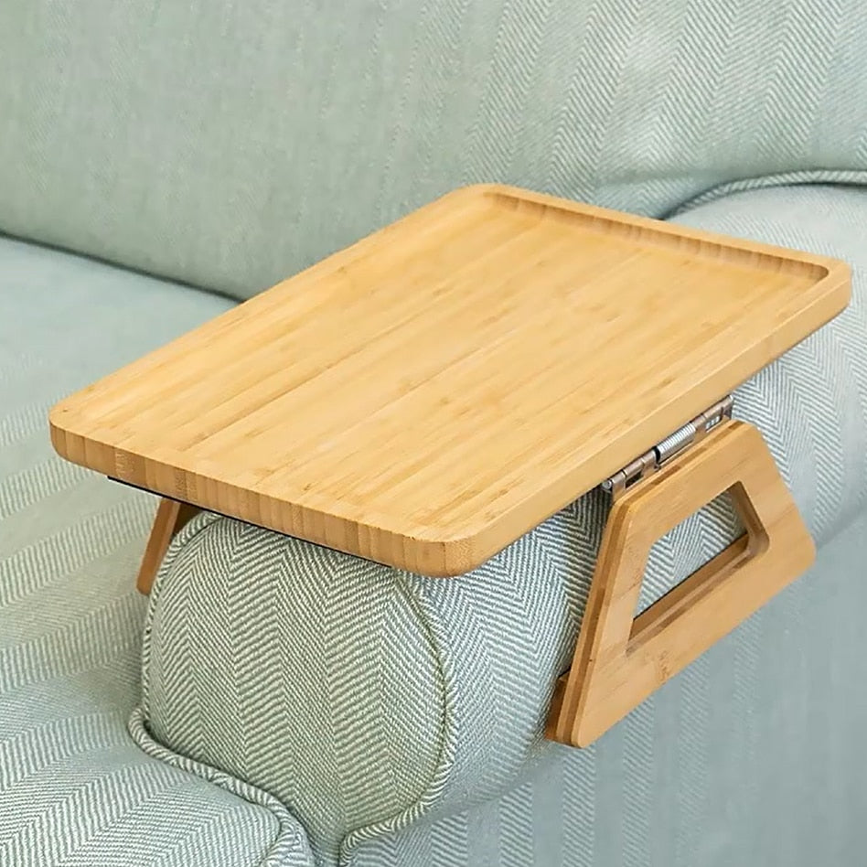 Foldable Bamboo Sofa Armrest Table.