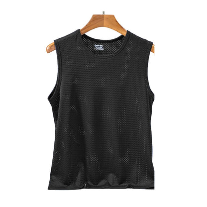 Men's Ice Silk Mesh Tank - Transparent Gym Stringer Bodybuilding Vest - Hiccupzz