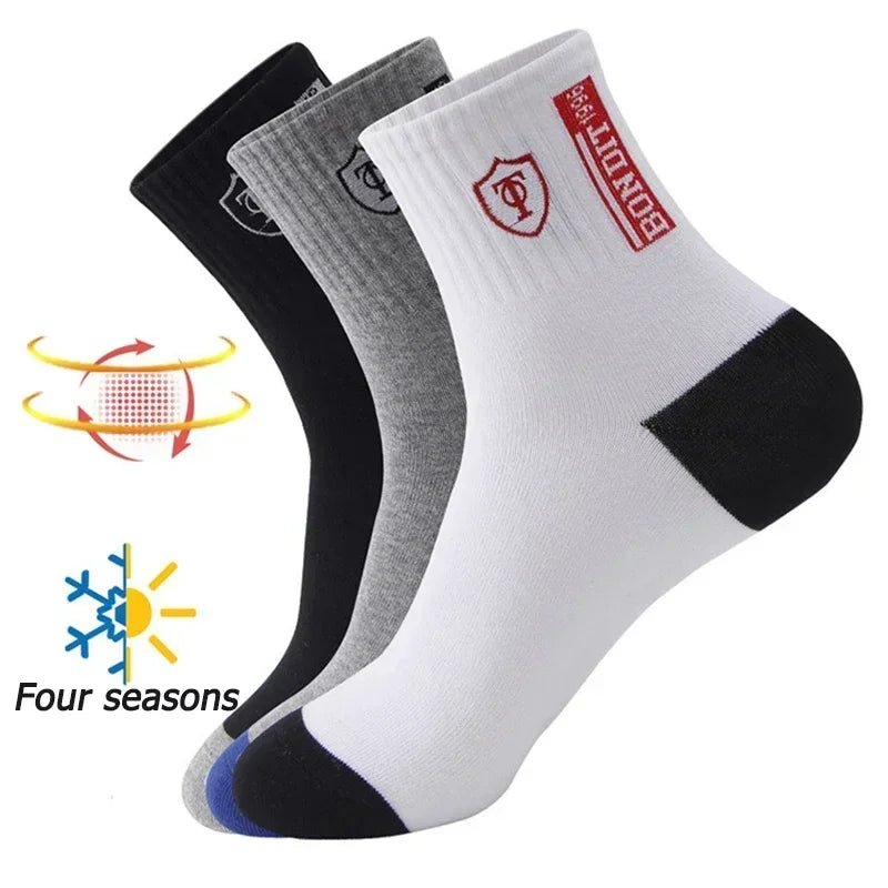 10 Pairs Breathable Cotton Sports Socks - Bamboo Fiber Sweat-Absorbing Deodorant Socks