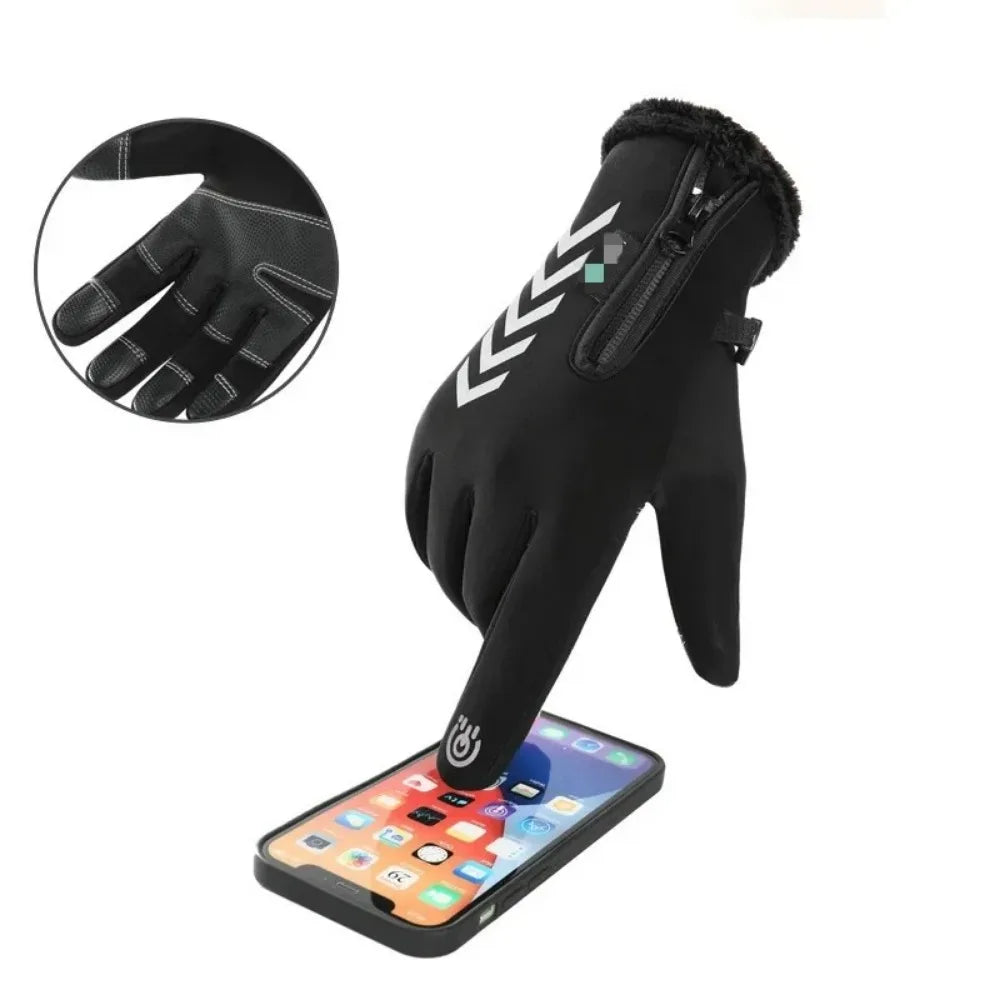 Men's Winter Waterproof Cycling Gloves - Touch Screen, Fleece, Non-slip, Warm Full Finger Gloves